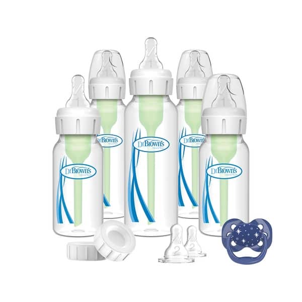slide 1 of 1, Dr. Brown's Anti-Colic Options+ Narrow Baby Bottle Gift Set - Clear/Blue