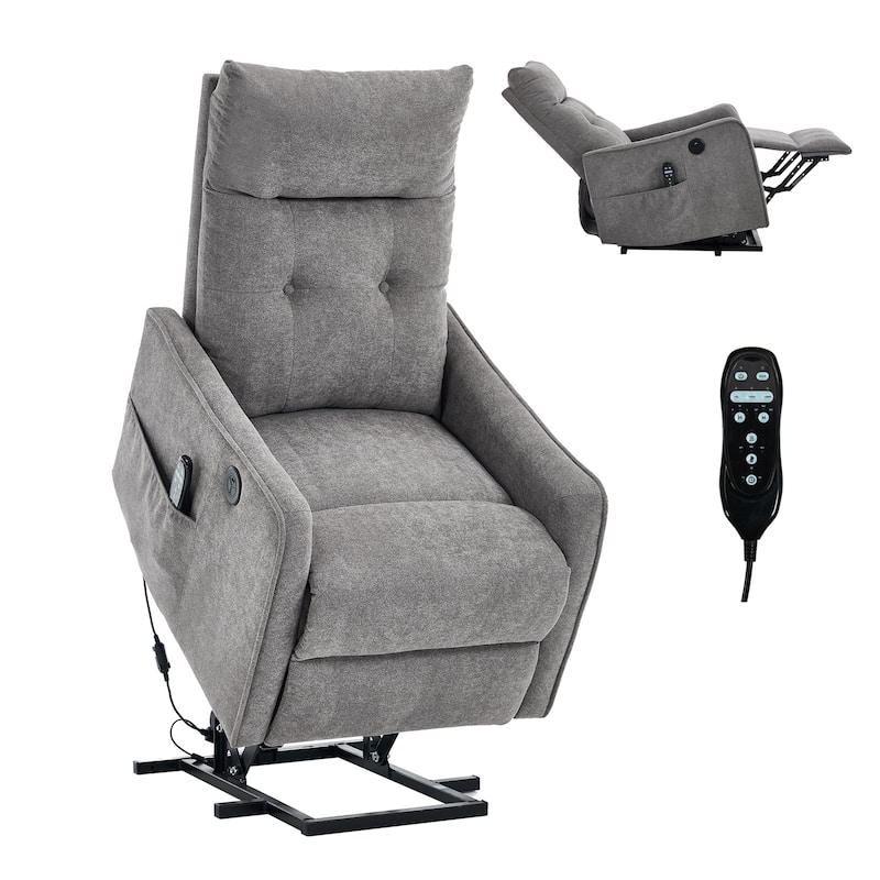 Single Motor Power Lift Recliner with USB Port and 155 Degree Recline