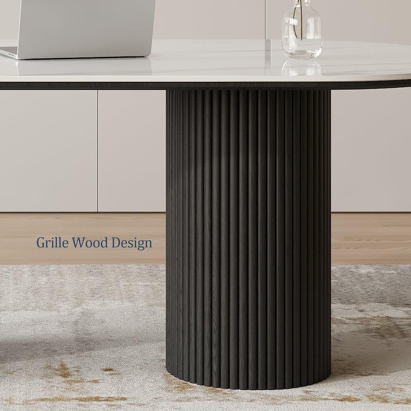 71" Modern Oval Writing Desk,Glossy White Office Table,with Double Solid Wood Legs, 3 Colors Optional
