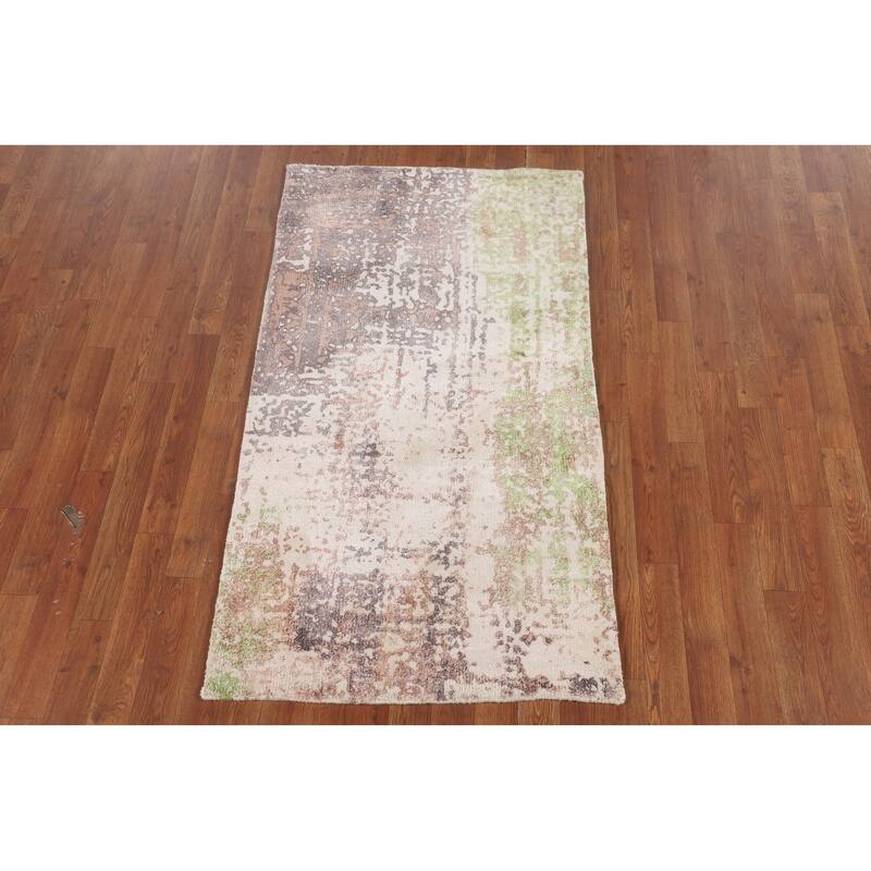 Multicolor Abstract Foyer Rug Hand-Knotted Contemporary Wool Carpet - 2'9"x 4'11"