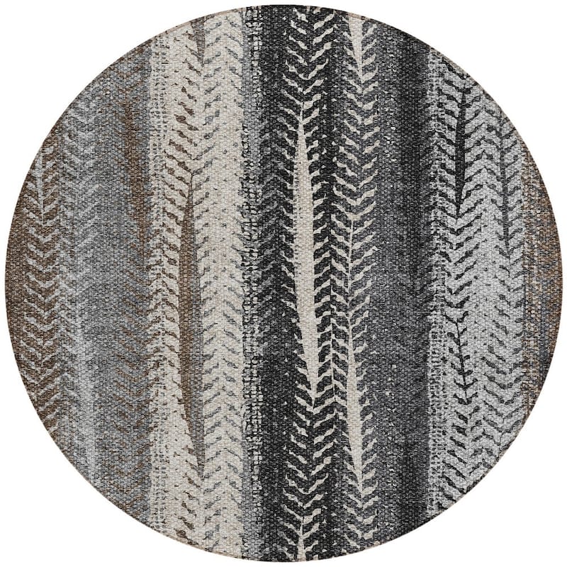 HomeRoots Botanical Leaves Transitional Rectangle Outdoor Rug