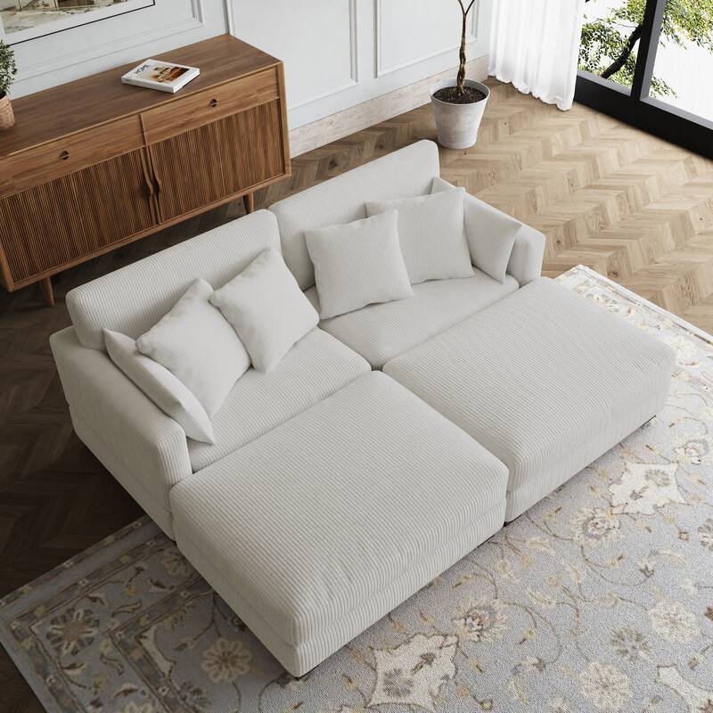 Sectional Sofa Set Modular Couch with Ottomans