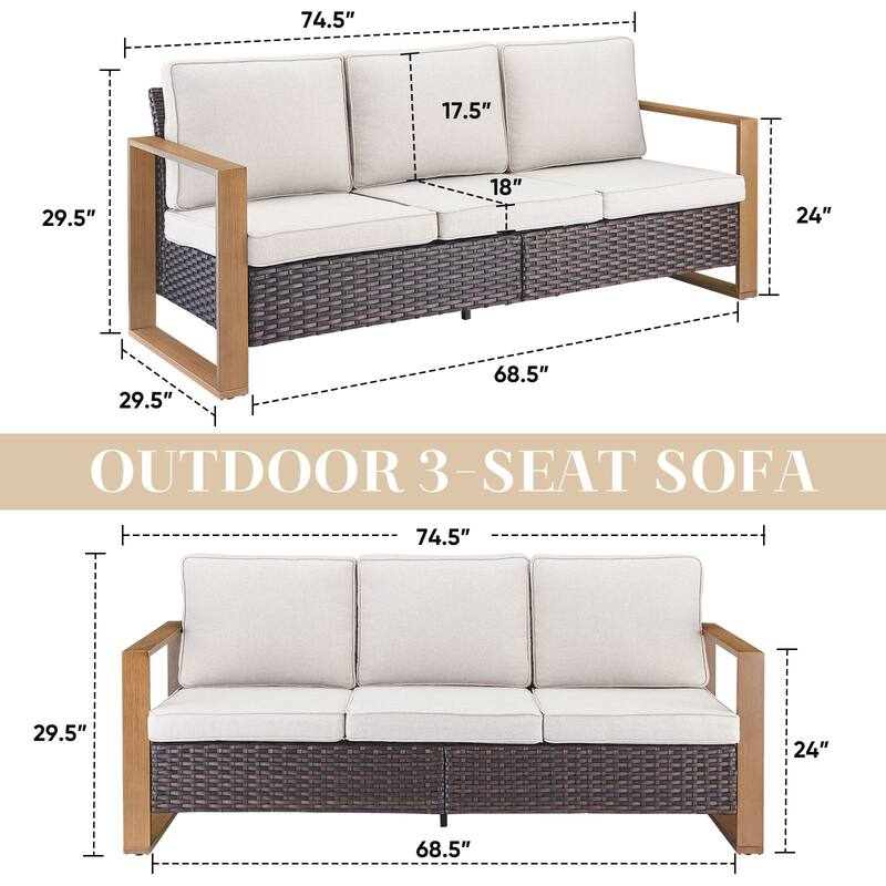 Gymojoy Outdoor Wicker Patio Furniture Sofa Set