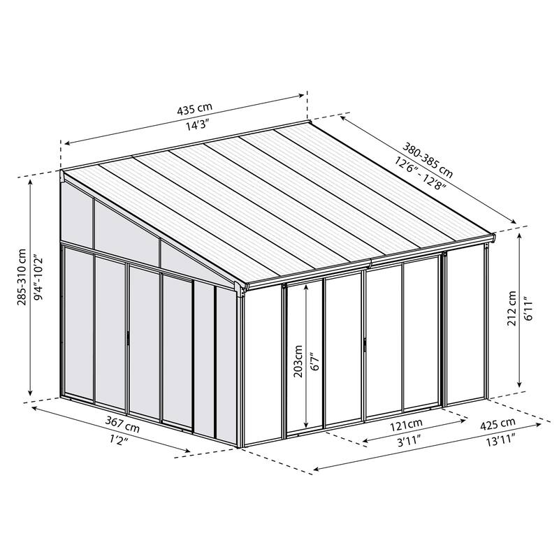 SanRemo 10 ft. Gray/Clear Sunroom, Patio Enclosure and Solarium