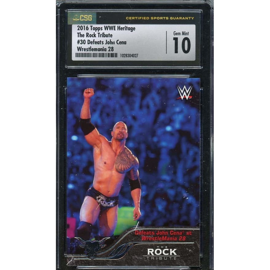 The Rock Dwayne Johnson 2016 Topps WWE John Cena Wrestling Card Graded CSG 10 - 8'6" x 11'6"