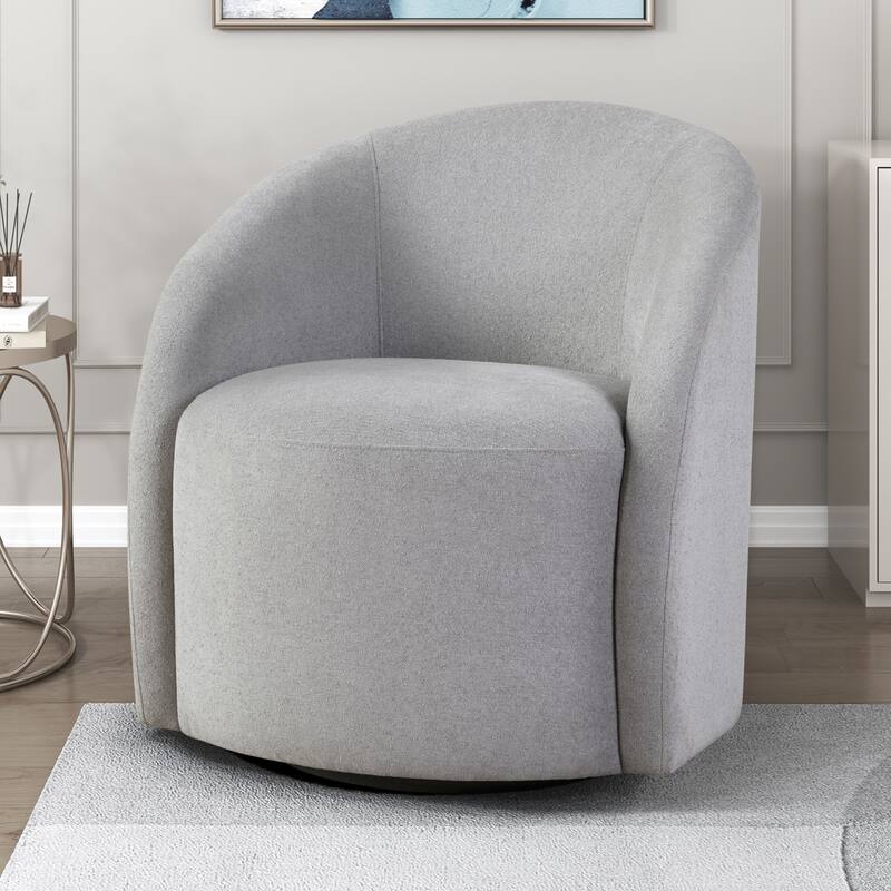 Tapestry 28.5" Boucle Swivel Chair - 360-Degree Metal Swivel Base
