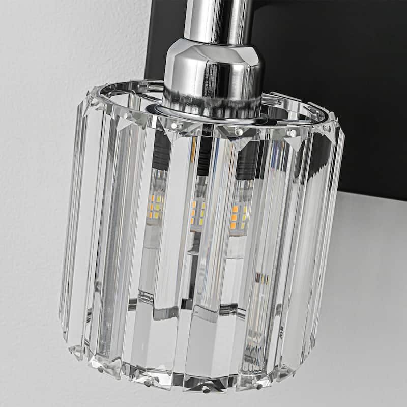 3/4/5-Light Modern Glam Dimmable Cylinder Crystal Wall Light Bathroom Vanity Light