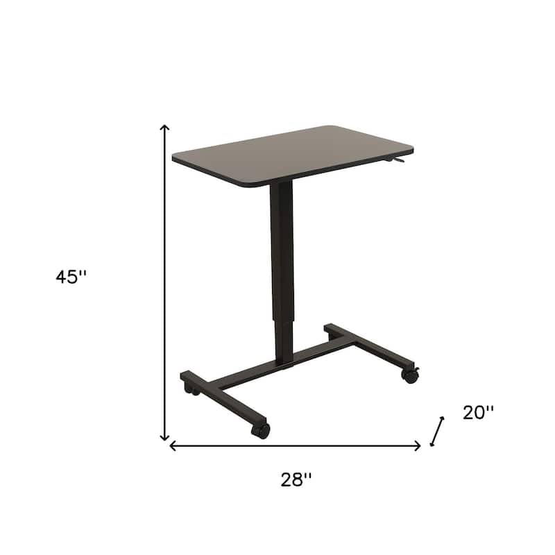 HomeRoots Adjustable Black Wood and Stainless Steel Rolling Standing Desk