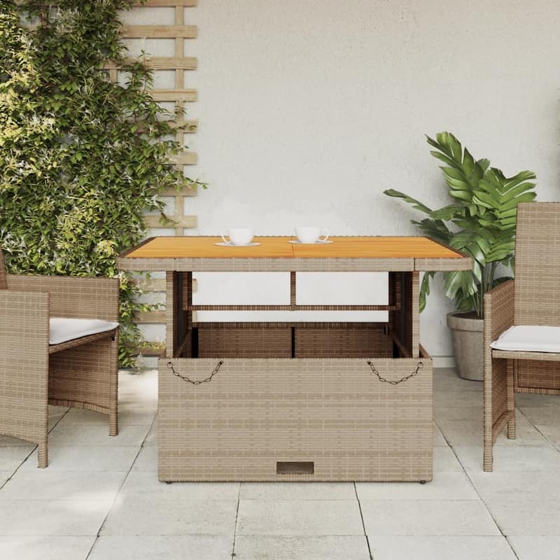 vidaXL Garden Table Beige and Brown - 43.3 x 43.3 x 28.0 in