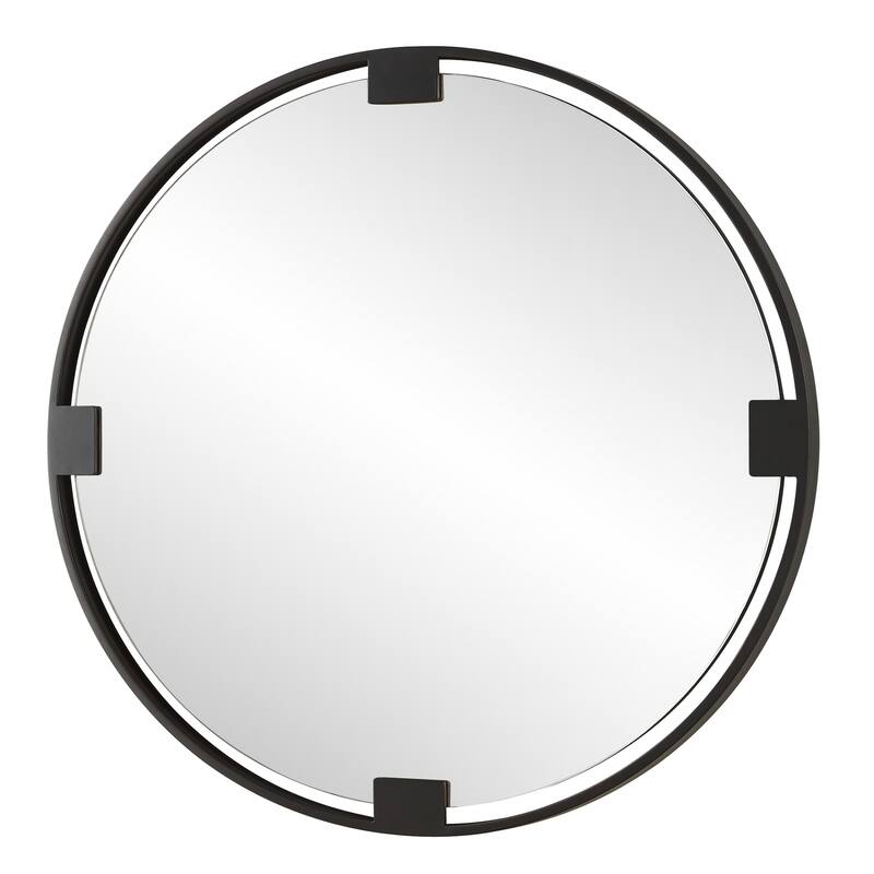 Round Framed Wall Mirror - 42.5" - Black