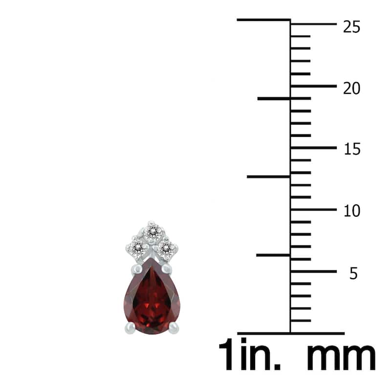 Marquee 14K White Gold 6x4MM Pear Garnet and Diamond Earrings