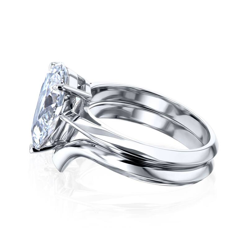 Kobelli 3 Carats Pear Lab Grown Diamond Certified 14k Solid Gold Paris Chevron 2pc Bridal Set