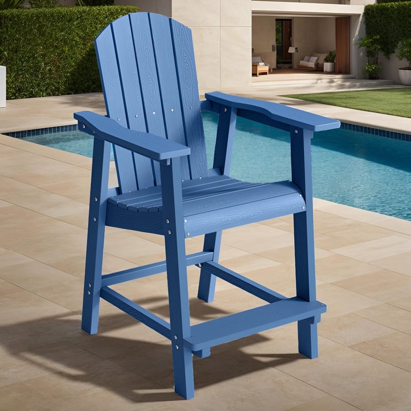 Moasis All Weather HIPS Outdoor Bar Height 49" Tall Adirondack Chair - Blue01