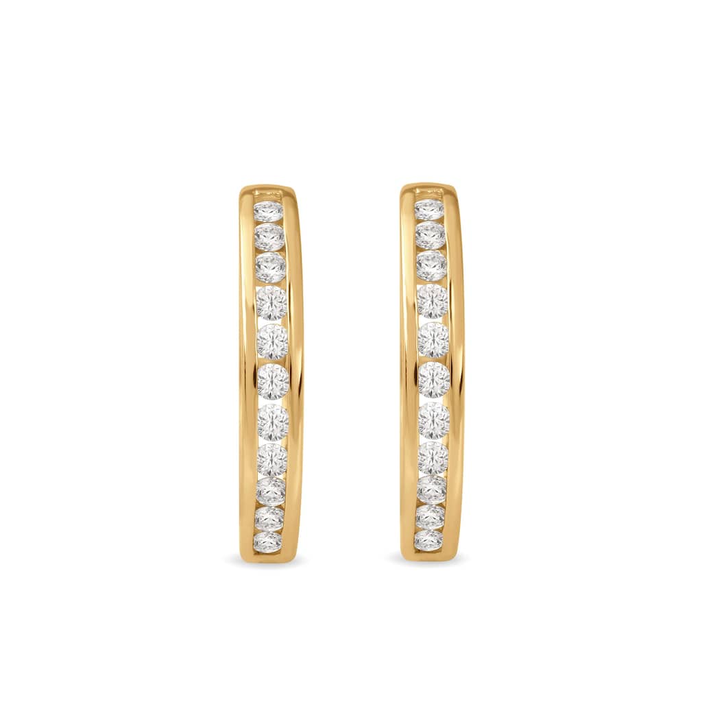 1/3ct TDW Diamond Hoop Earrings in 10k Yellow Gold for Women