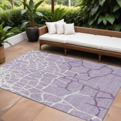 HomeRoots Abstract Transitional Rectangle Outdoor Rug