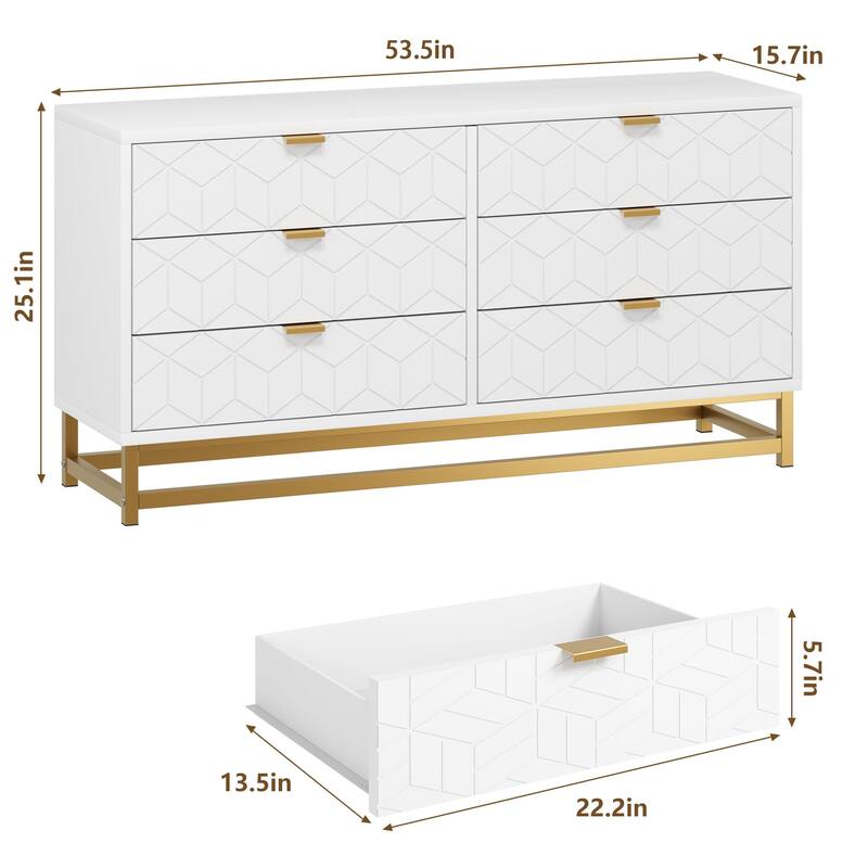 53.5" Large 6 Drawer Dresser Organizer