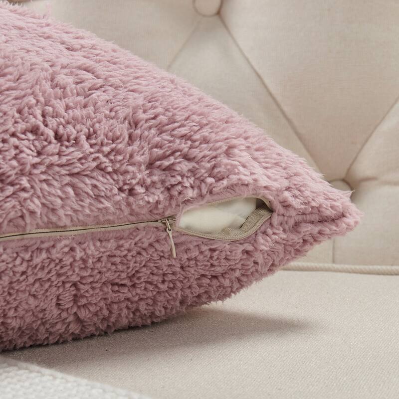 Accent Sherpa Pillow Cover Set of 4 20Inch x 20Inch, NO INSERT