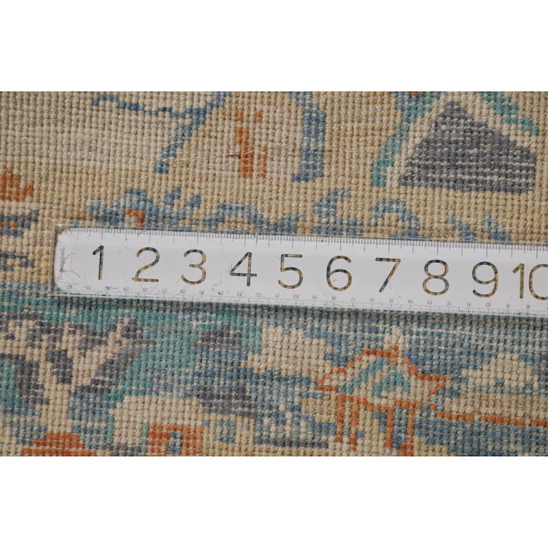 Vegetable Dye Art Deco Turkish Rug Handmade Wool Carpet - 5'0"x 6'9"