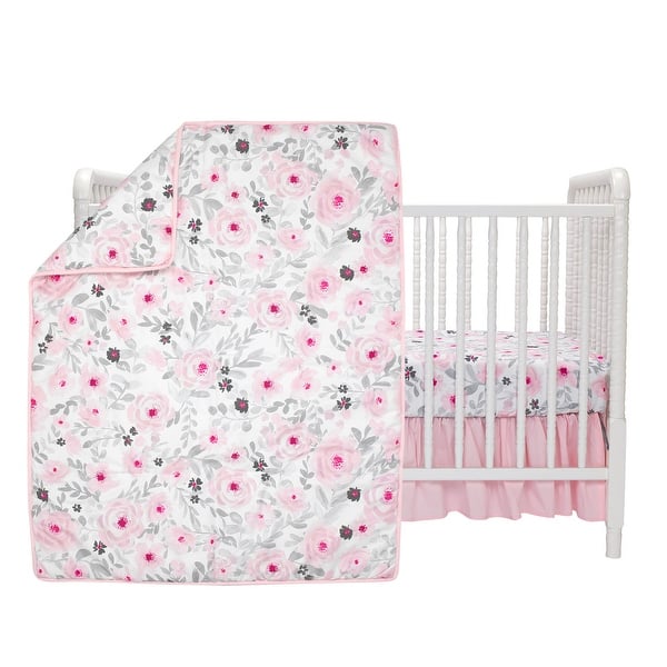 Bedtime Originals Blossom Pink Watercolor Floral 3 Piece Baby Crib Bedding Set Overstock 28353195
