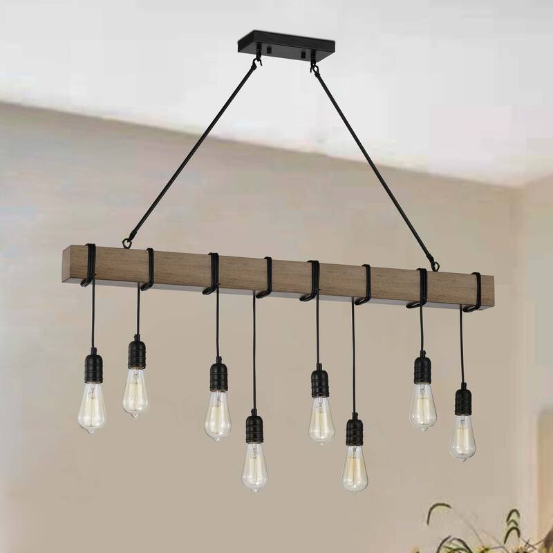 Irma 8-light Natural Wooden Beam Linear Chandelier