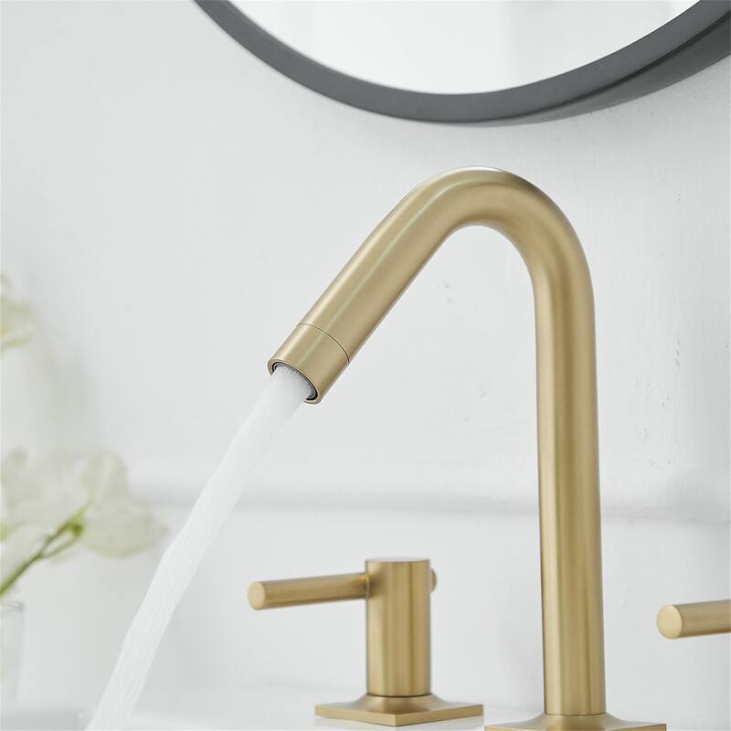 8 Inch Widespread Bathroom Sink Faucet with Drain Assembly Brass Modern 3 Hole Bathroom Basin Vanity Faucets