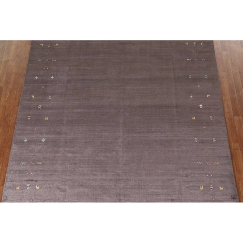 Brown Gabbeh Oriental Area Rug Handmade Wool Carpet - 8'1"x 9'10"