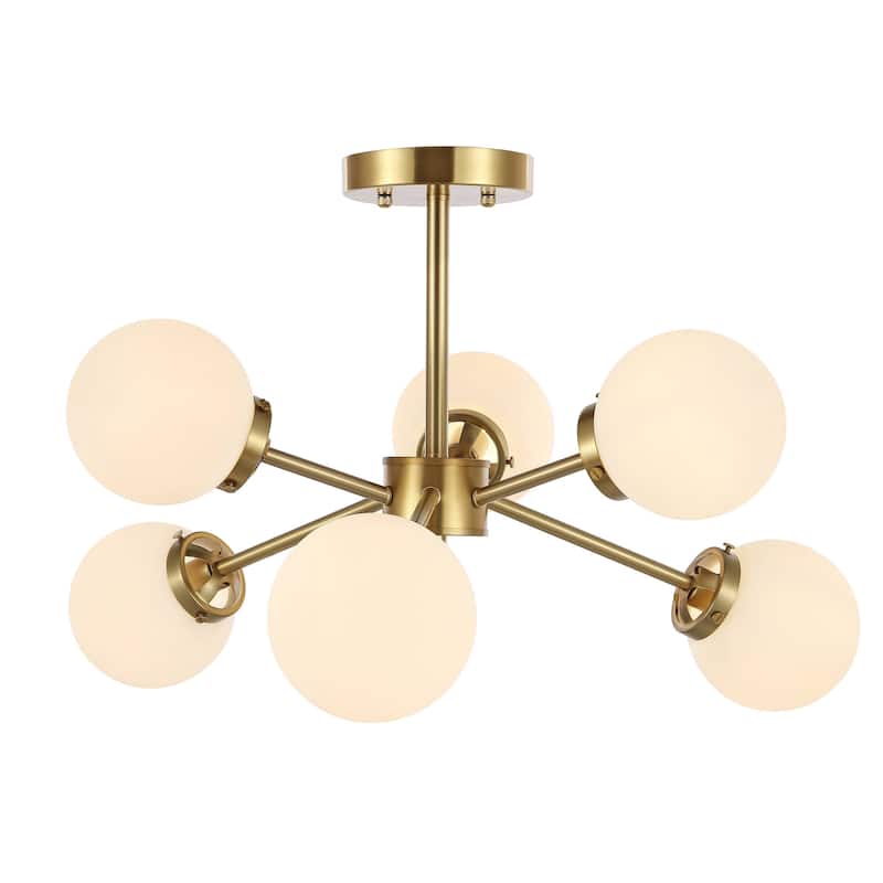 GetLedel 6-Light Dimmable Sputnik Semi-Flush Mount Chandelier with Glass Globe Shades