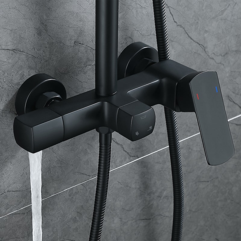 47"H Solid Brass Wall-Mounted Exposed Shower System with Tub Spout (Valve Included)