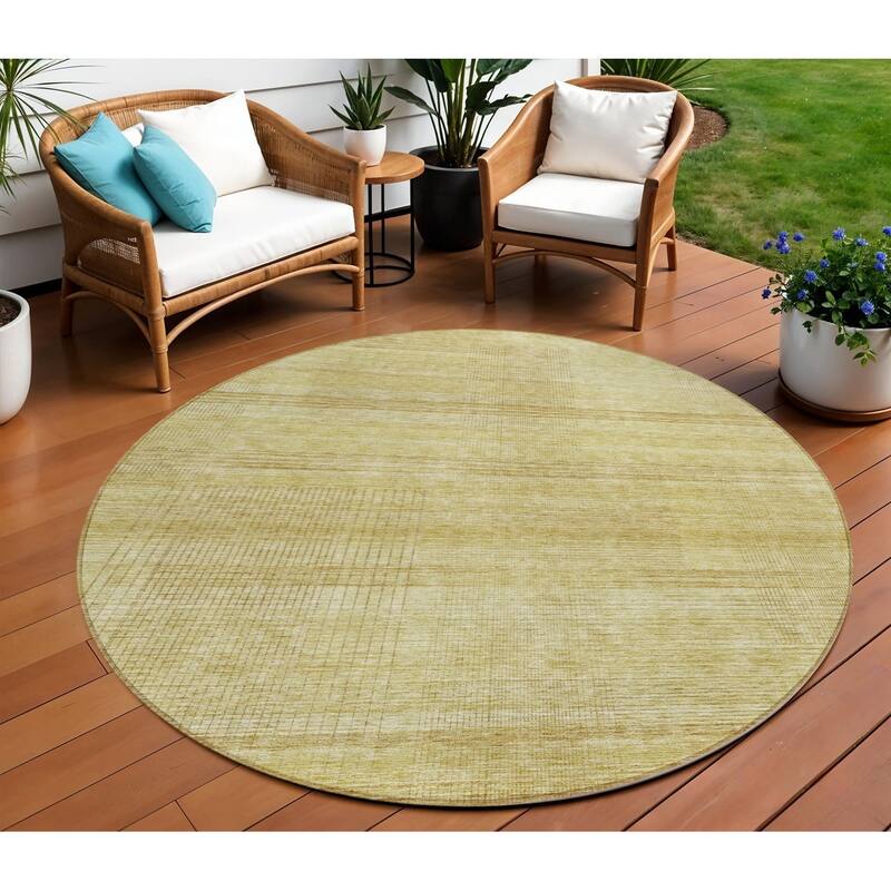 HomeRoots Striped Transitional Rectangle Outdoor Rug - 8' Round