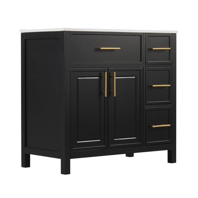 Contemporary 36" Bathroom Vanity with Sink Top,Cabinet with Two Doors and Three Drawers