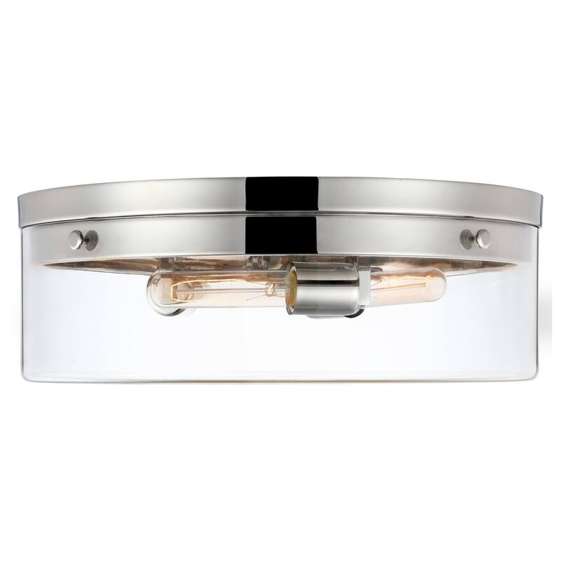 Intersection - Large Flush Mount Fixture - Polished Nickel with Clear Glass