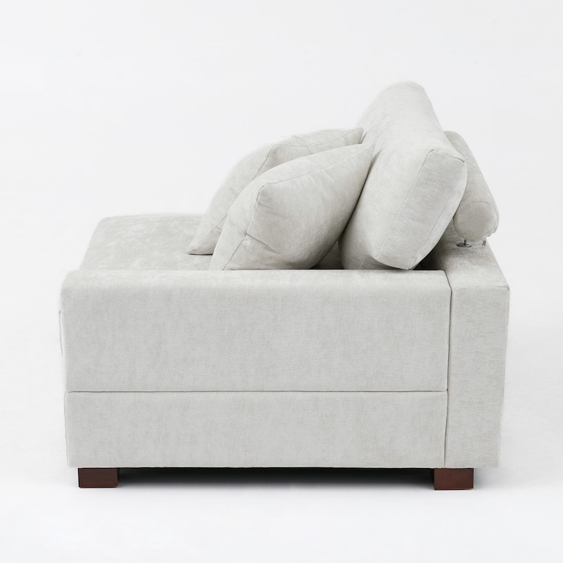 41" W Modern Chenille Corner Arm Accent Chair Sectional Module with Pillows