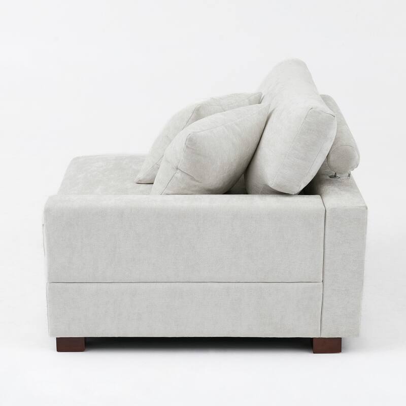 Chenille Upholstered Armless Accent Chair With Plush Cushion