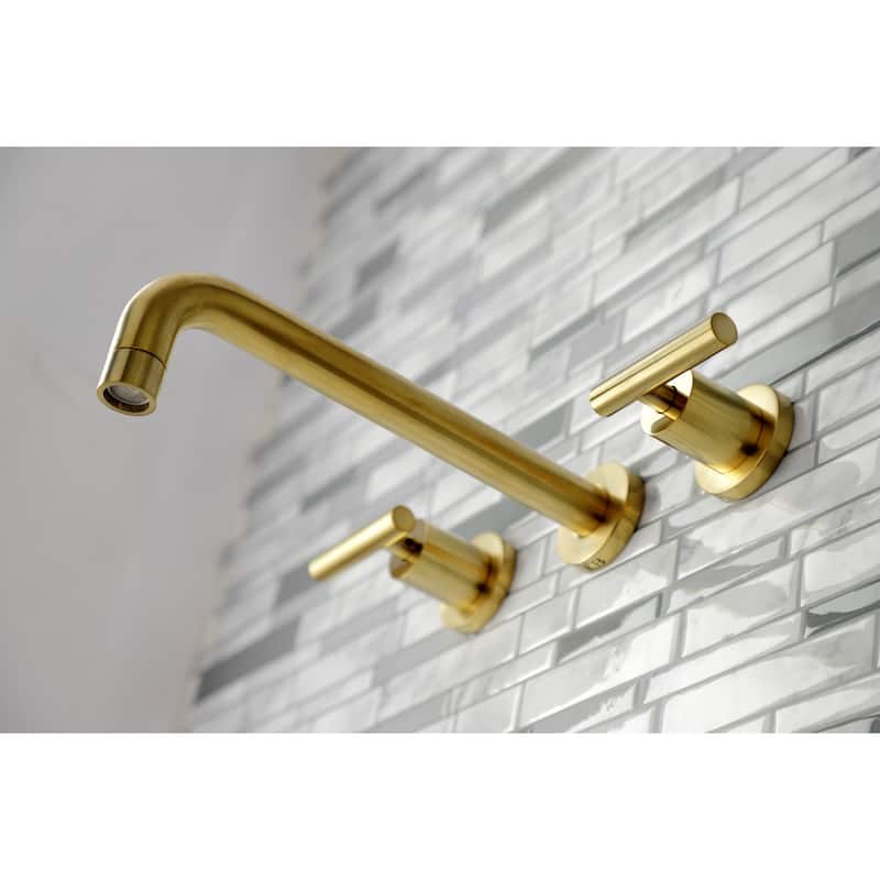 Manhattan 3-Hole Wall Mount Roman Tub Faucet in Brushed Brass