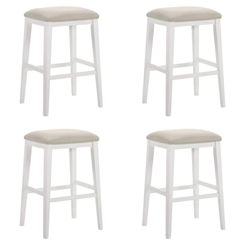 Jane Contemporary Transitional Backless Wood Counter Height Kitchen Bar Stool with Fabric Upholstered Seat