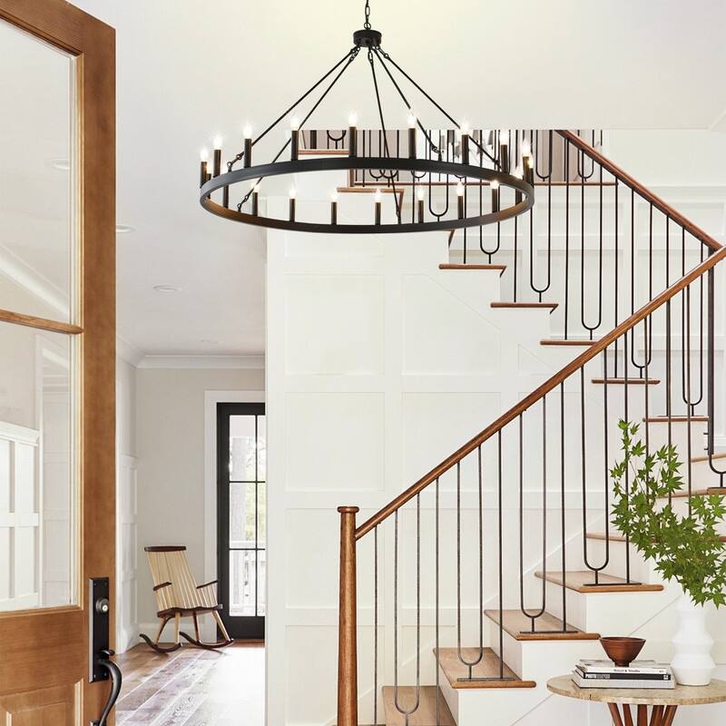 Wagon Wheel Chandelier Large Black Farmhouse Chandelier