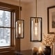 preview thumbnail 18 of 17, LALUZ Modern 1-Light Black Gold Kitchen Island Pendant Light with Clear Glass for Dining Room