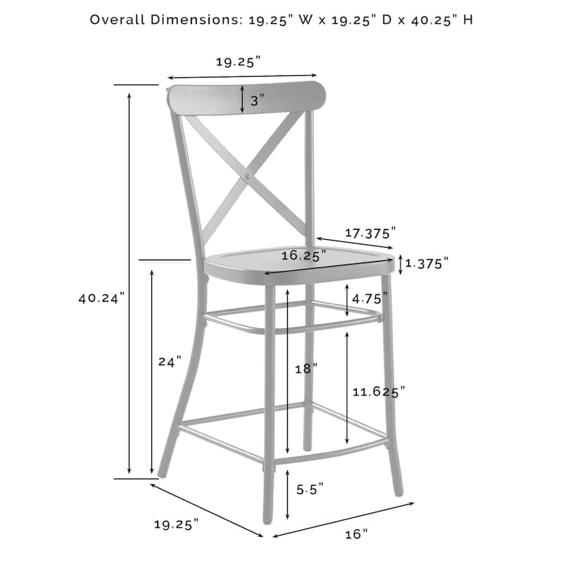 Crosley Camille 2Pc Metal Counter Stool Set - 19.25 W x 19.25 D x 40.24 H