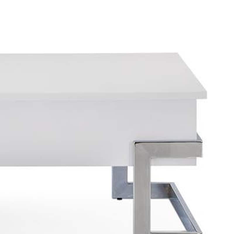 Wooden Coffee Table With Lift Top Storage Space, White