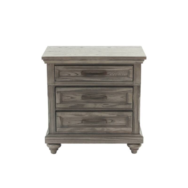 3 Drawers Wooden Nightstand in Gray - Gray - 3-drawer