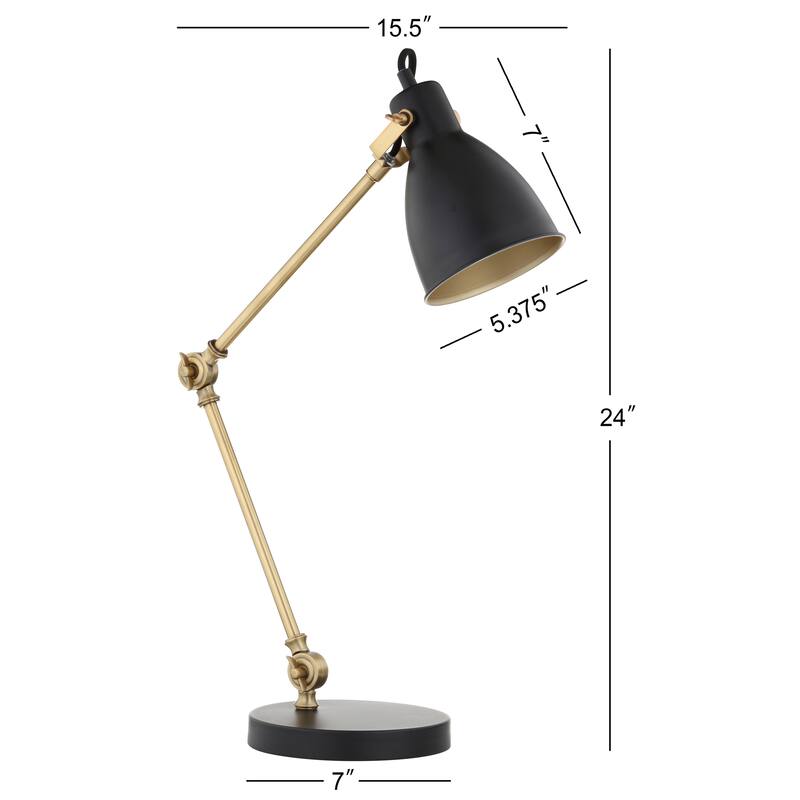 Crosby 24" LED Metal Task Lamp, Black/Brass Gold by JONATHAN Y