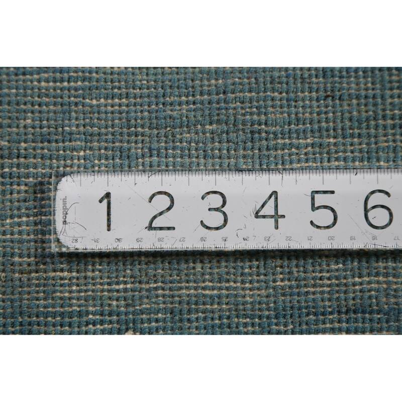 Blue Striped Modern Gabbeh Oriental Rug Hand-Knotted Wool Carpet - 3'6" x 4'10"