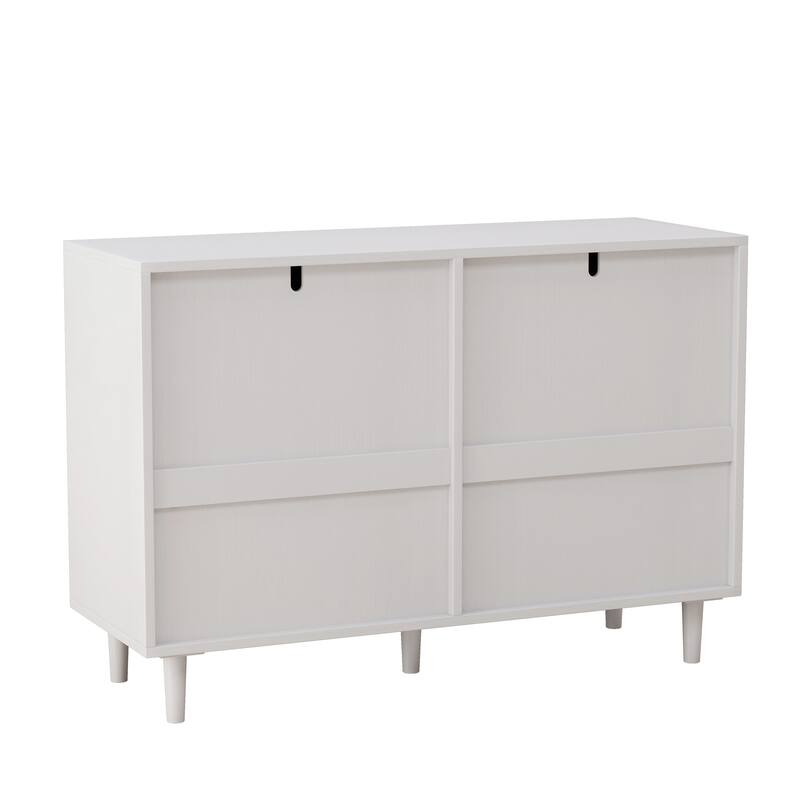 43.31" Rattan Chest of Dresser with Storage, 6 Drawer Dresser for Bedroom, White