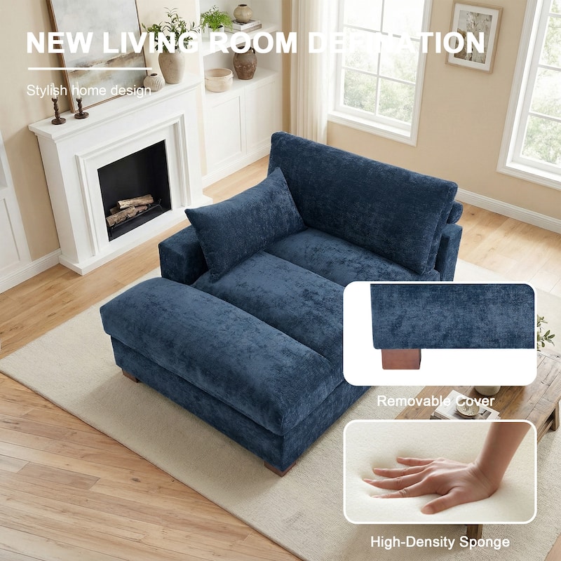 42"W Chenille Upholstered Chaise Lounge