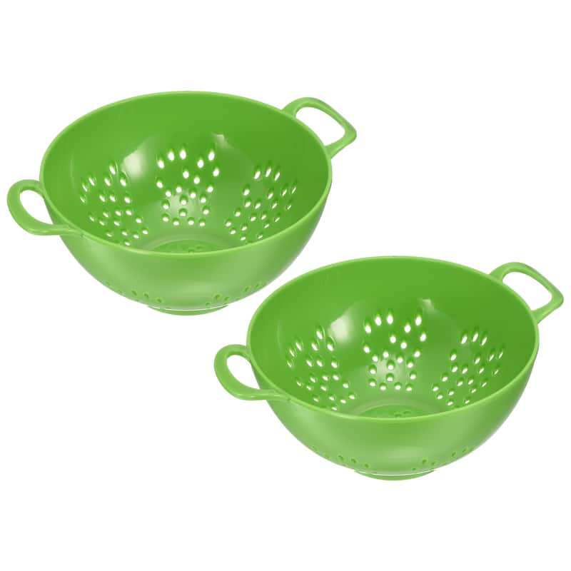 Mini Food Strainer Plastic Colander For Fruits Veggies Pasta(2PCS) - Green - 19cm x 14.8cm x 7.5cm