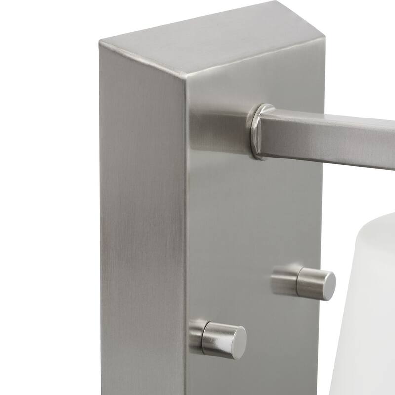 Vertex Collection One-Light Brushed Nickel Etched White Glass Contemporary Bath Light - 4.75 in x 6.25 in x 7.5 in