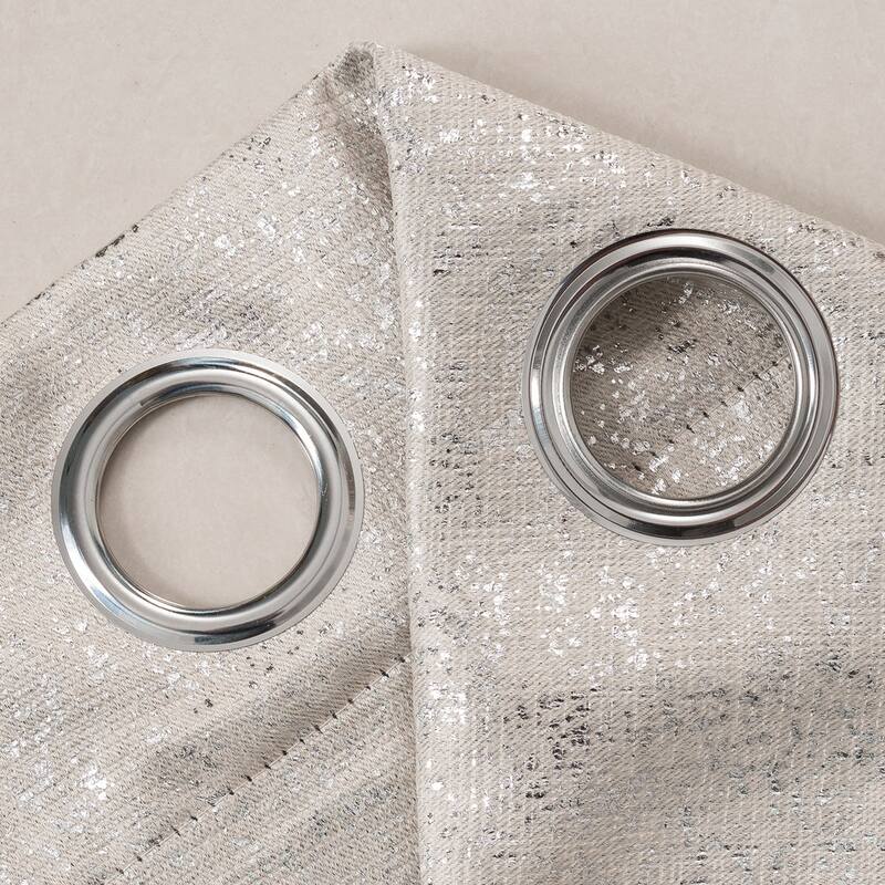 Dainty Home 2 Pack Artisinal 100% Blackout Grommet Curtain Panel Pair with 3D Lurex Texture