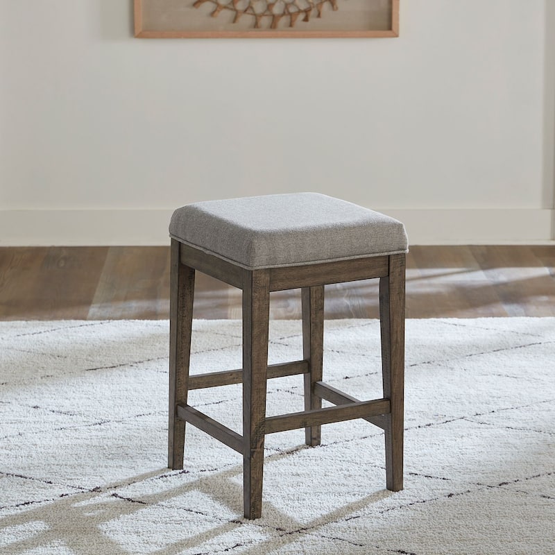 Arrowcreek Upholstered Console Stool with Reclaimed Pine Wood - Brown