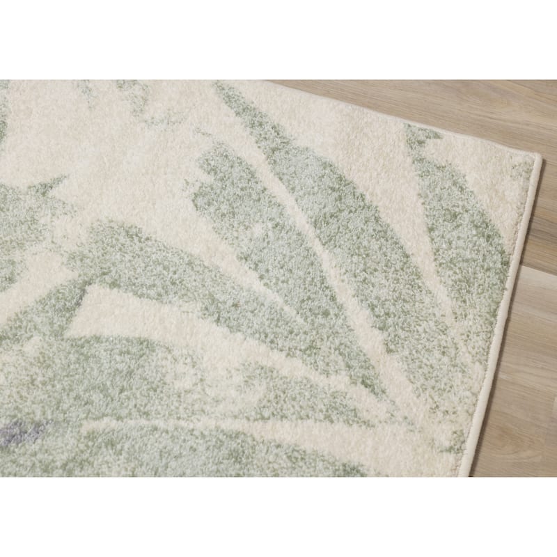 Flynn Collection - Cream/Green Palm Branch Rug