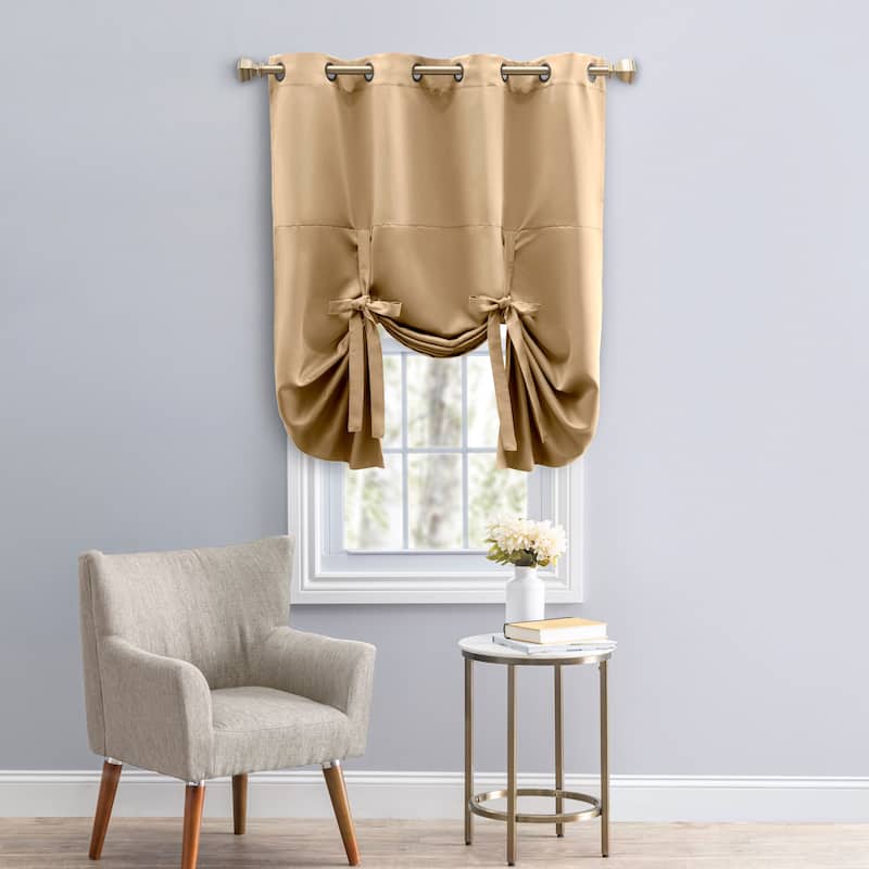 Ultimate Blackout Gorgeous Grommet Tie Up Curtain Panel - Sand